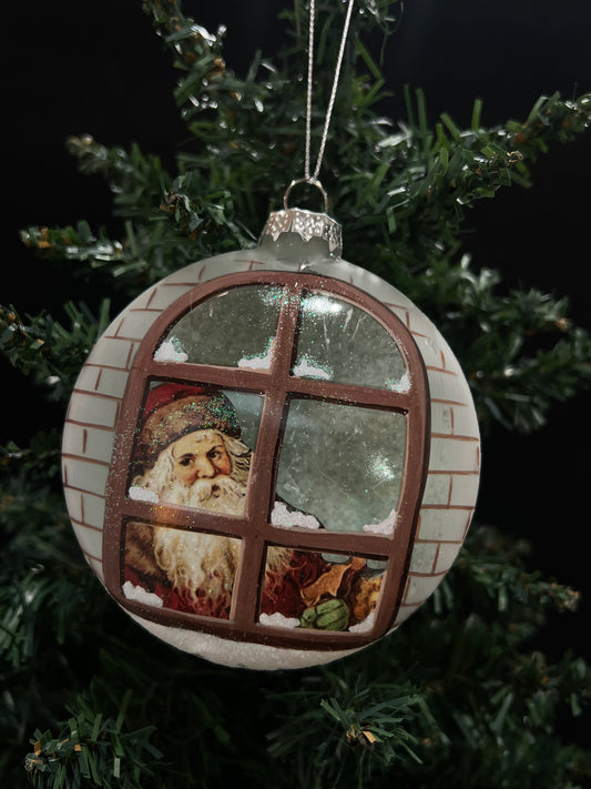 Santa in Window Ornament