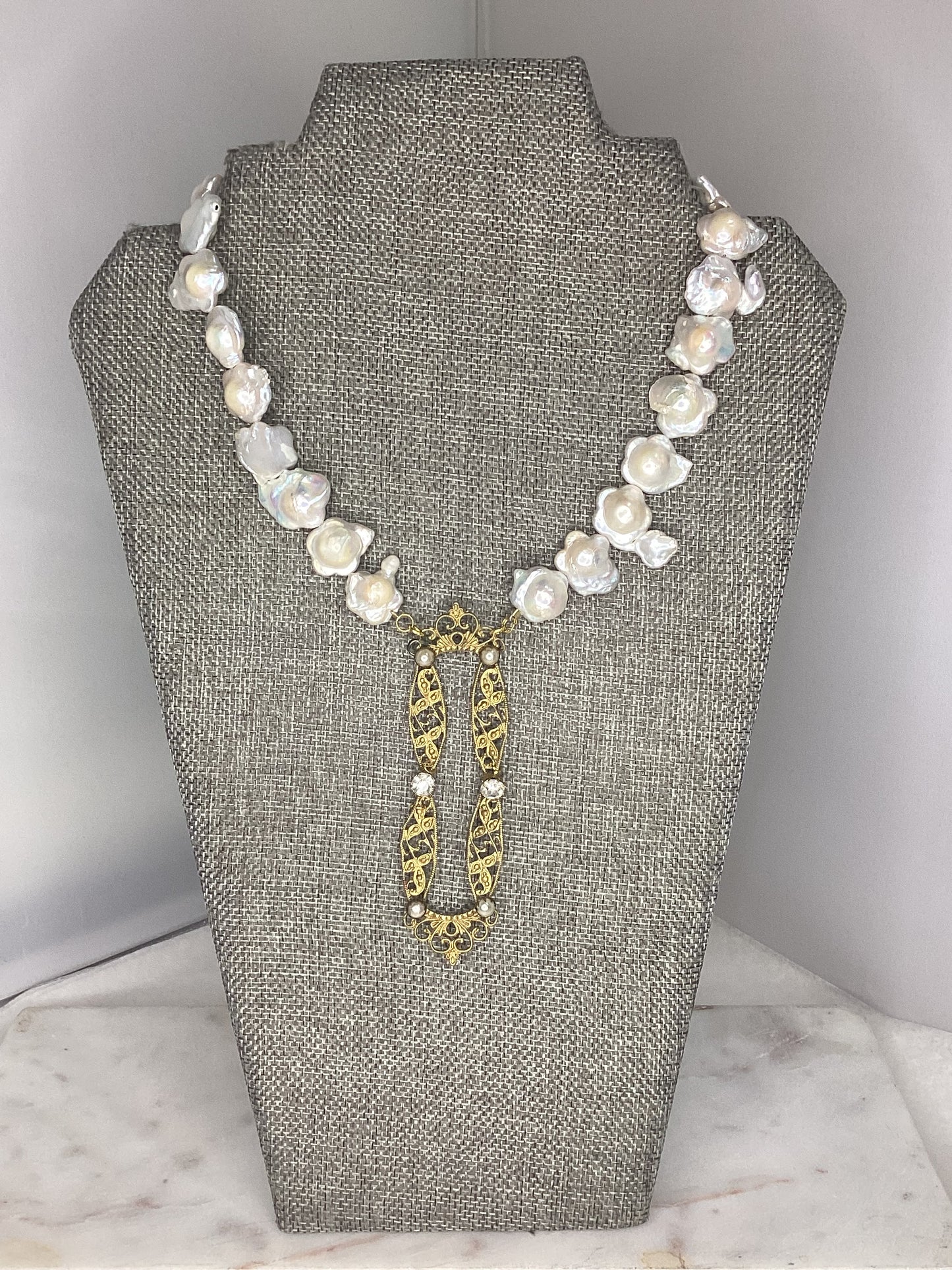 Made 1800s sash buckle necklace