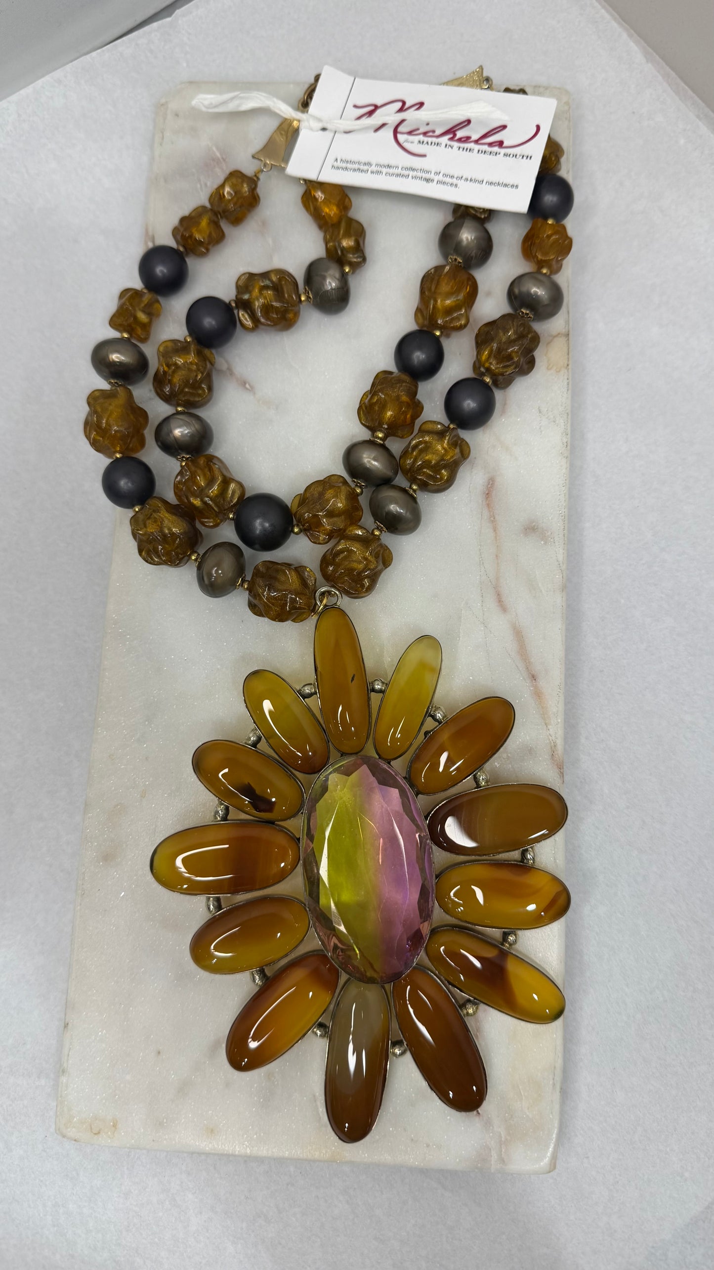 Made amber necklace