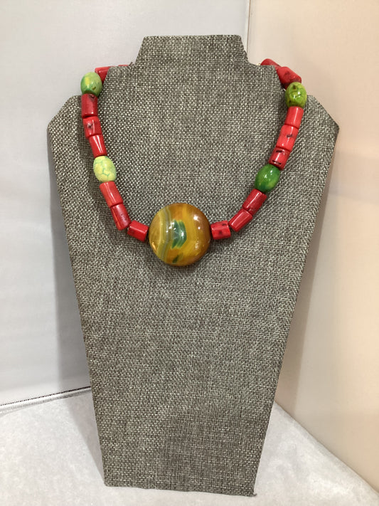 MADE- Coral & Agate Bead Necklace