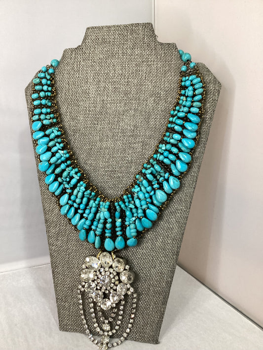 MADE- Crystal Pendant & Turquoise Necklace