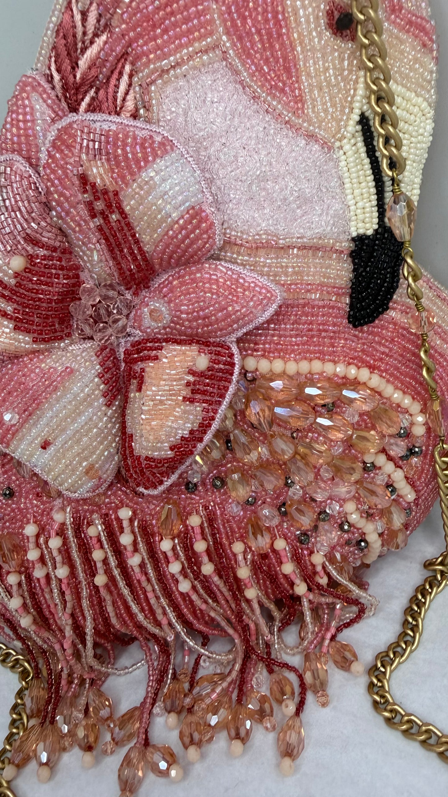 Flamingo beaded purse