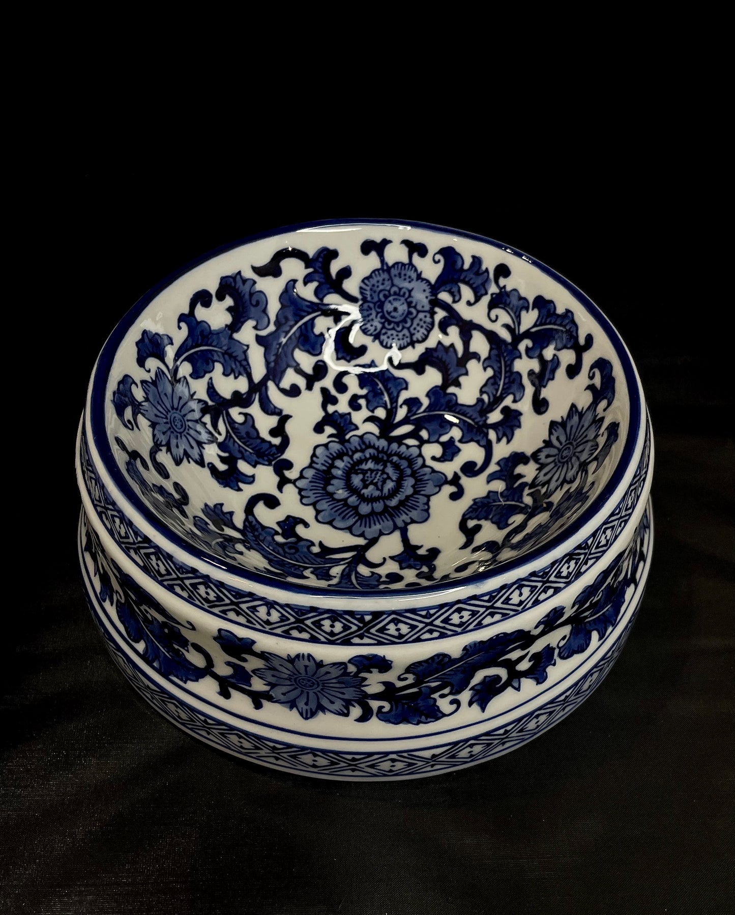 Large Blue & White Porcelain Pet Bowl