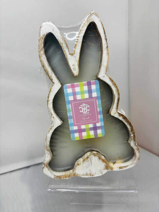 Wooden bunny candle