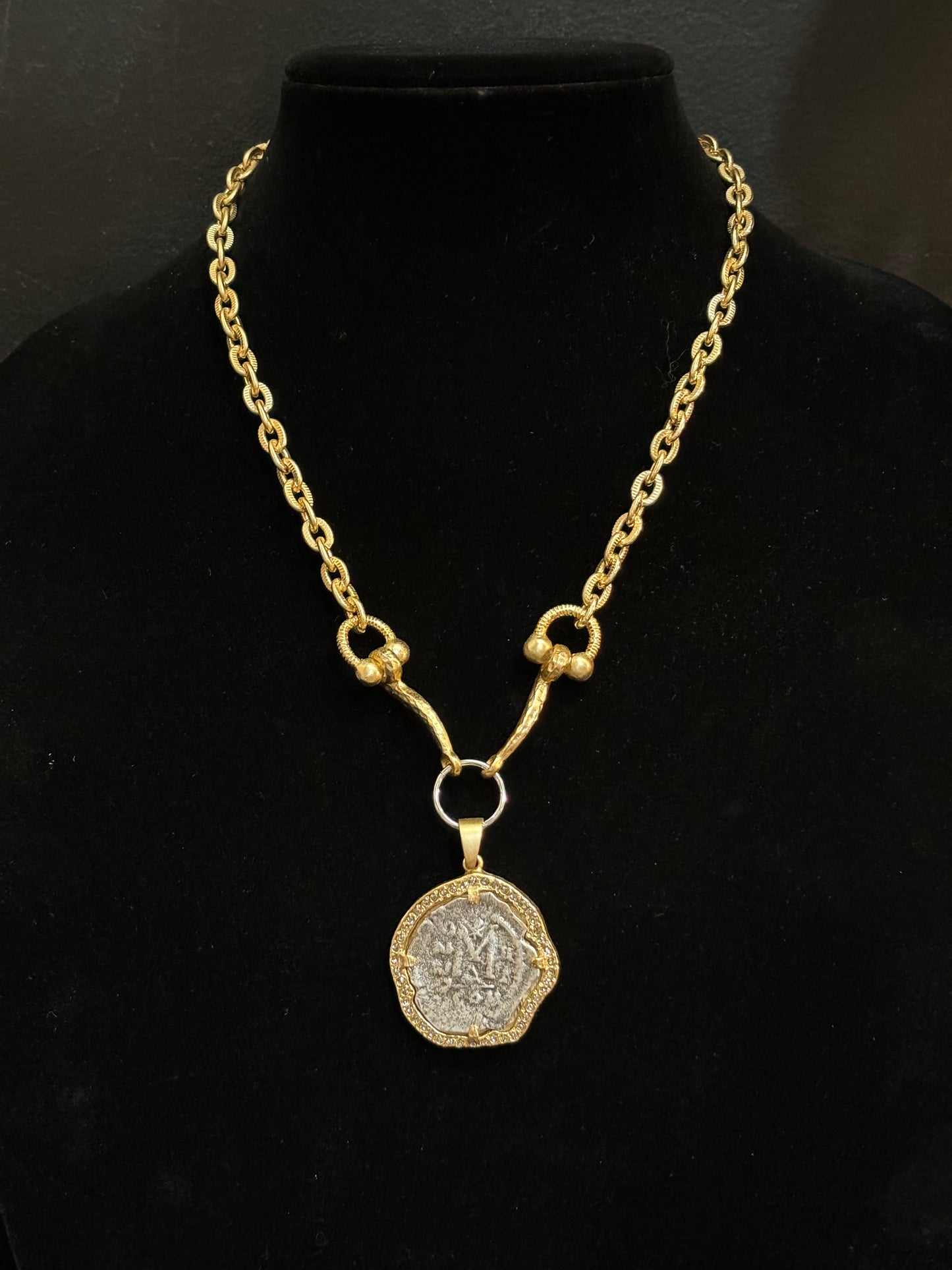 Coin Necklace with Crystals