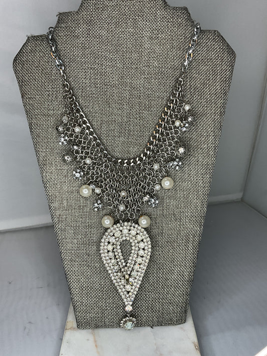 Made silver brooch necklace