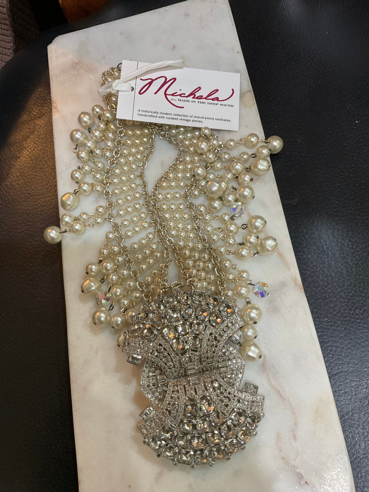 Made Eisenburg brooch necklace
