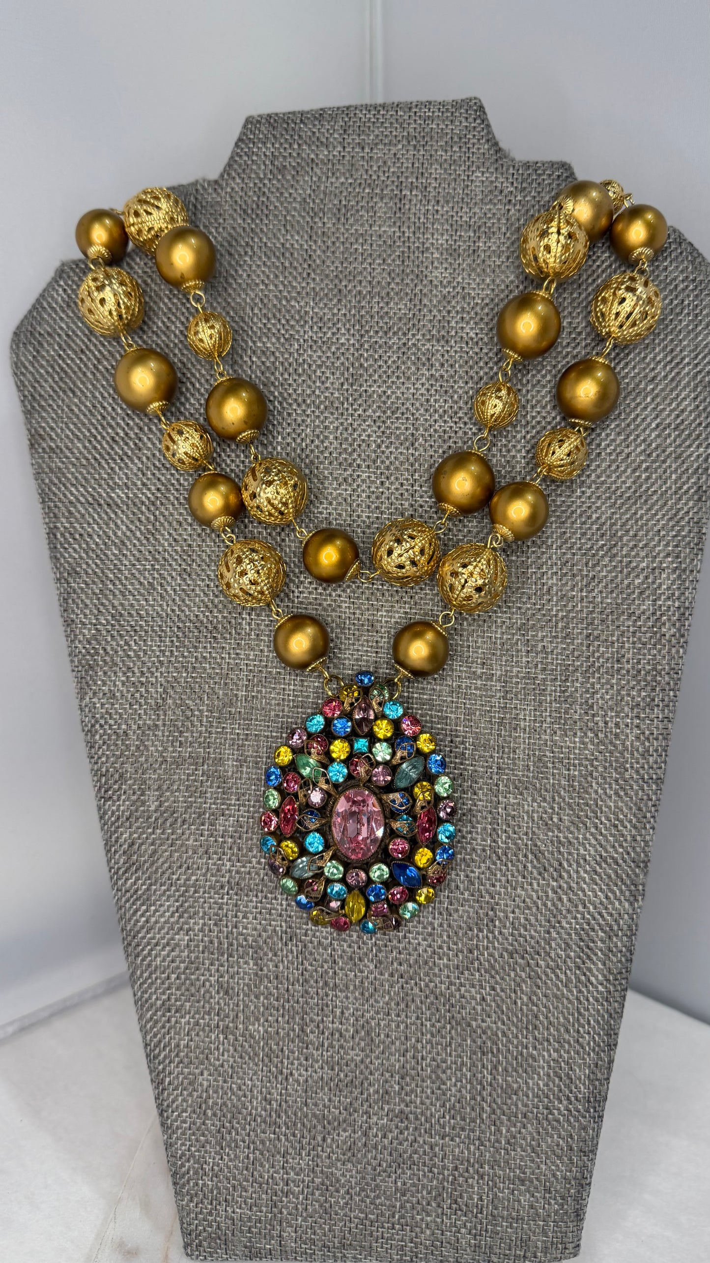Made 1920s dress clip necklace