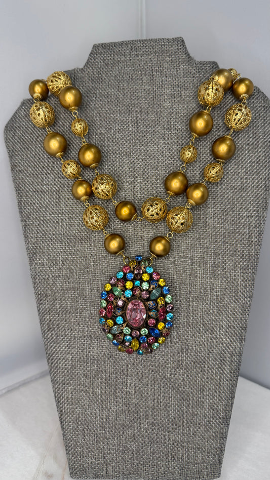 Made 1920s dress clip necklace