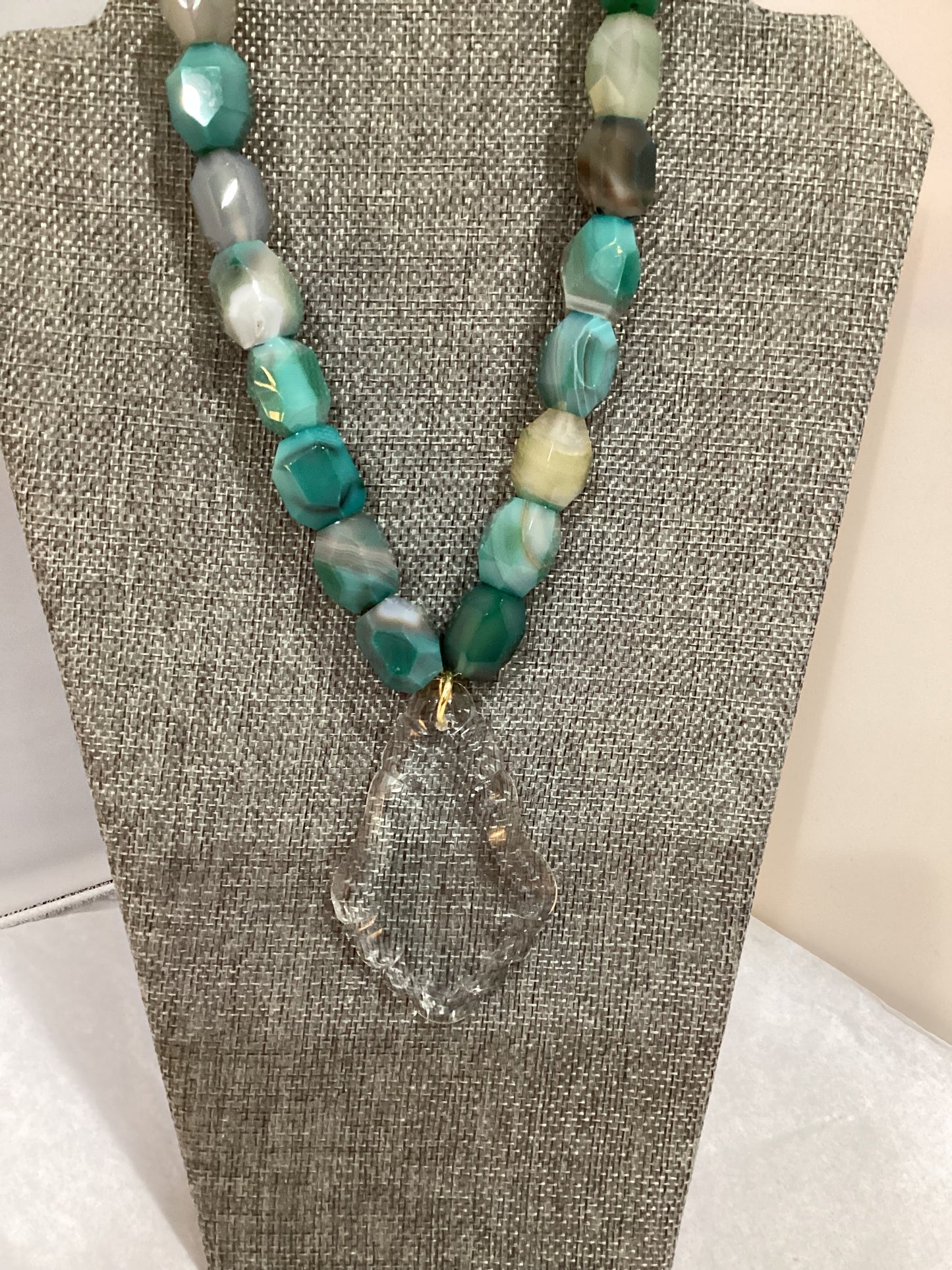 MADE- French Chandelier Crystal & Agate Necklace
