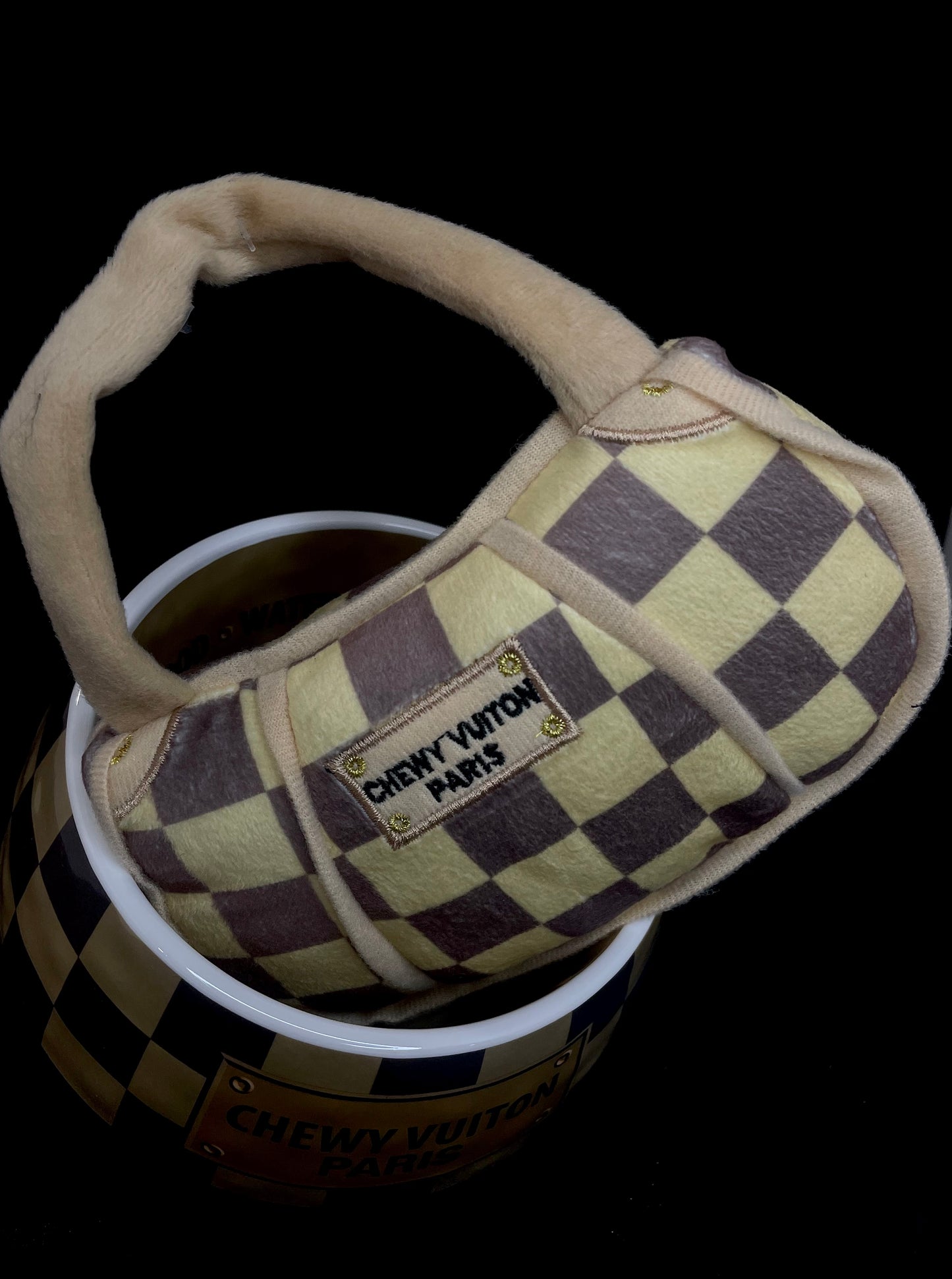 Large Checkered Chewy Purse Dog Toy