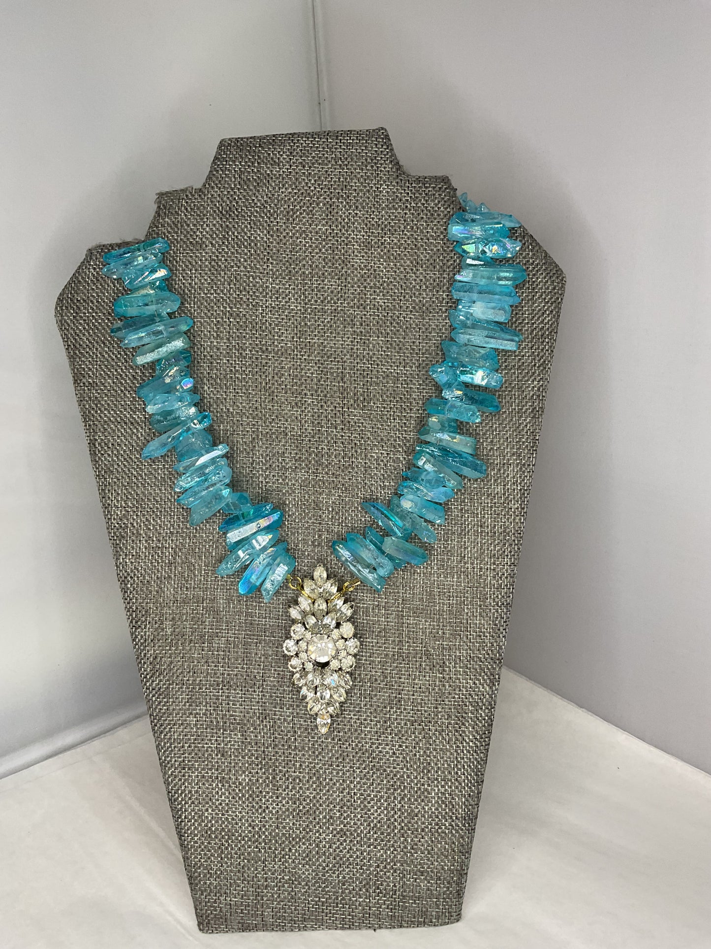 Made blue quartz necklace
