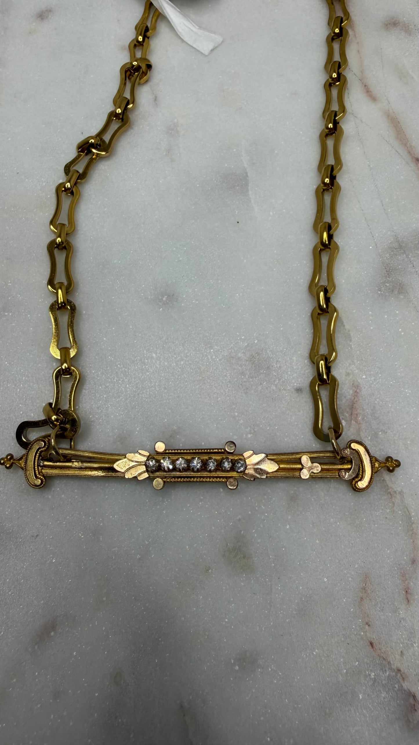 Made 1800s bar pin necklace