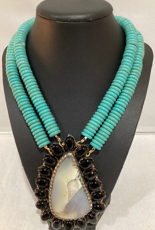 MADE- 1970’s Druzy & Black Onyx Necklace