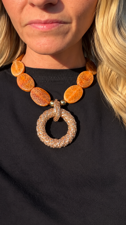 Made fire agate necklace