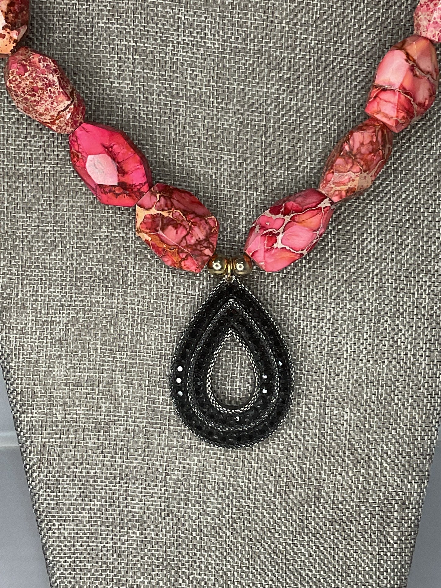Made pink jasper necklace