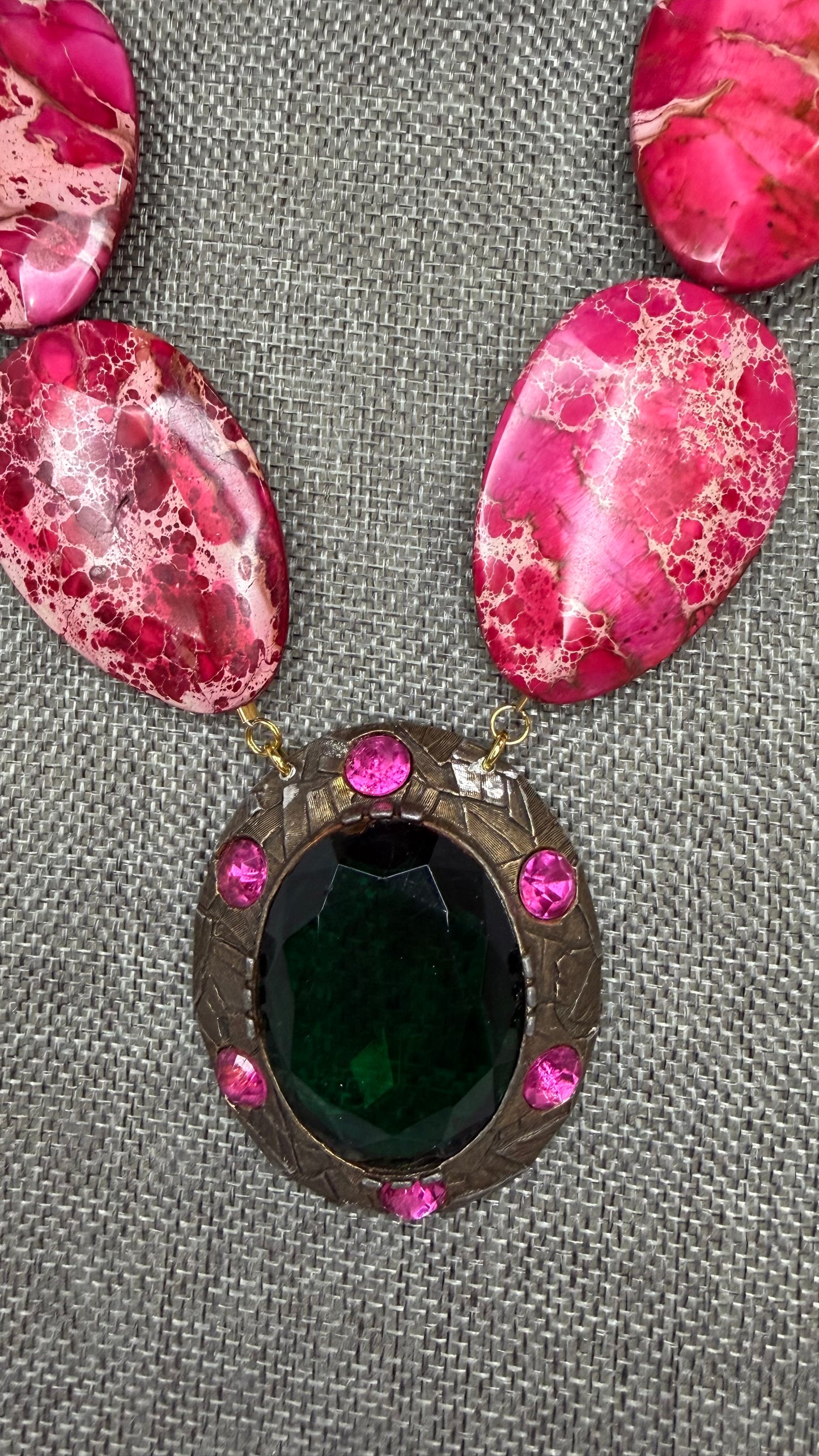 Made pink jasper necklace