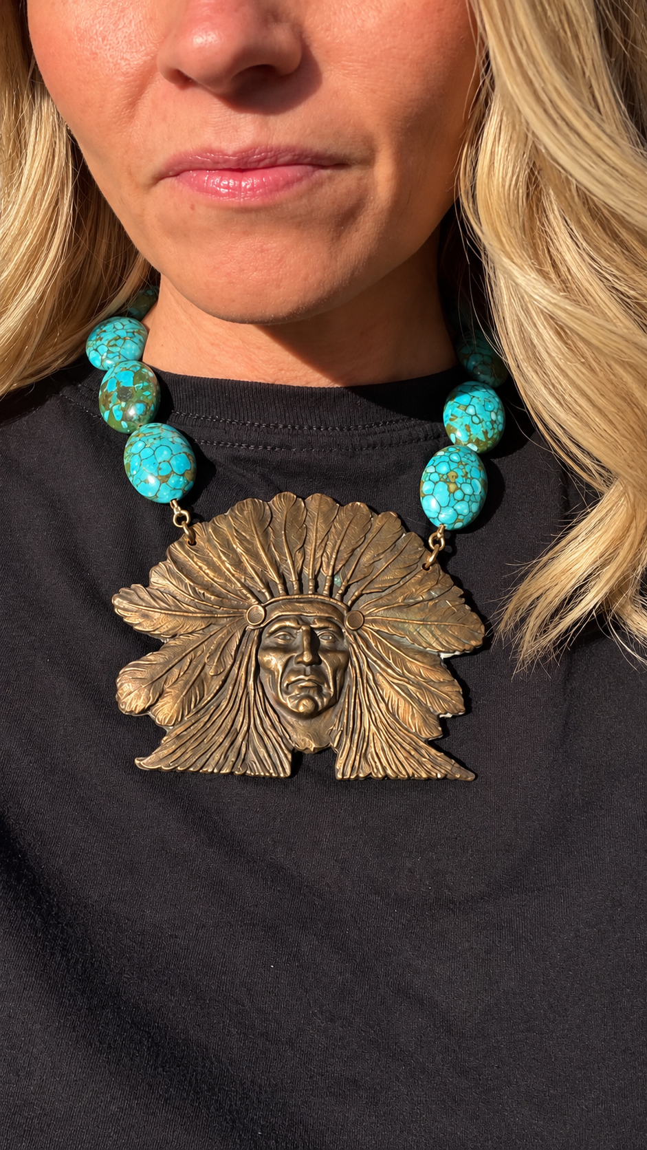Made 1970s belt buckle necklace