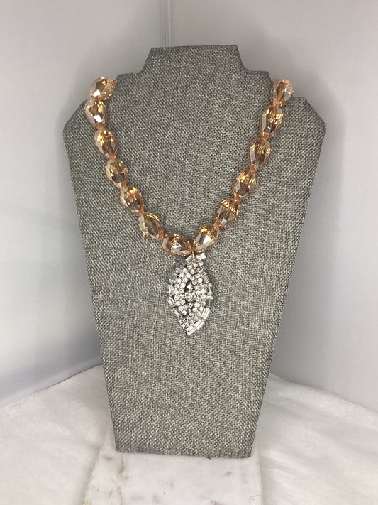 Made orange bead necklace