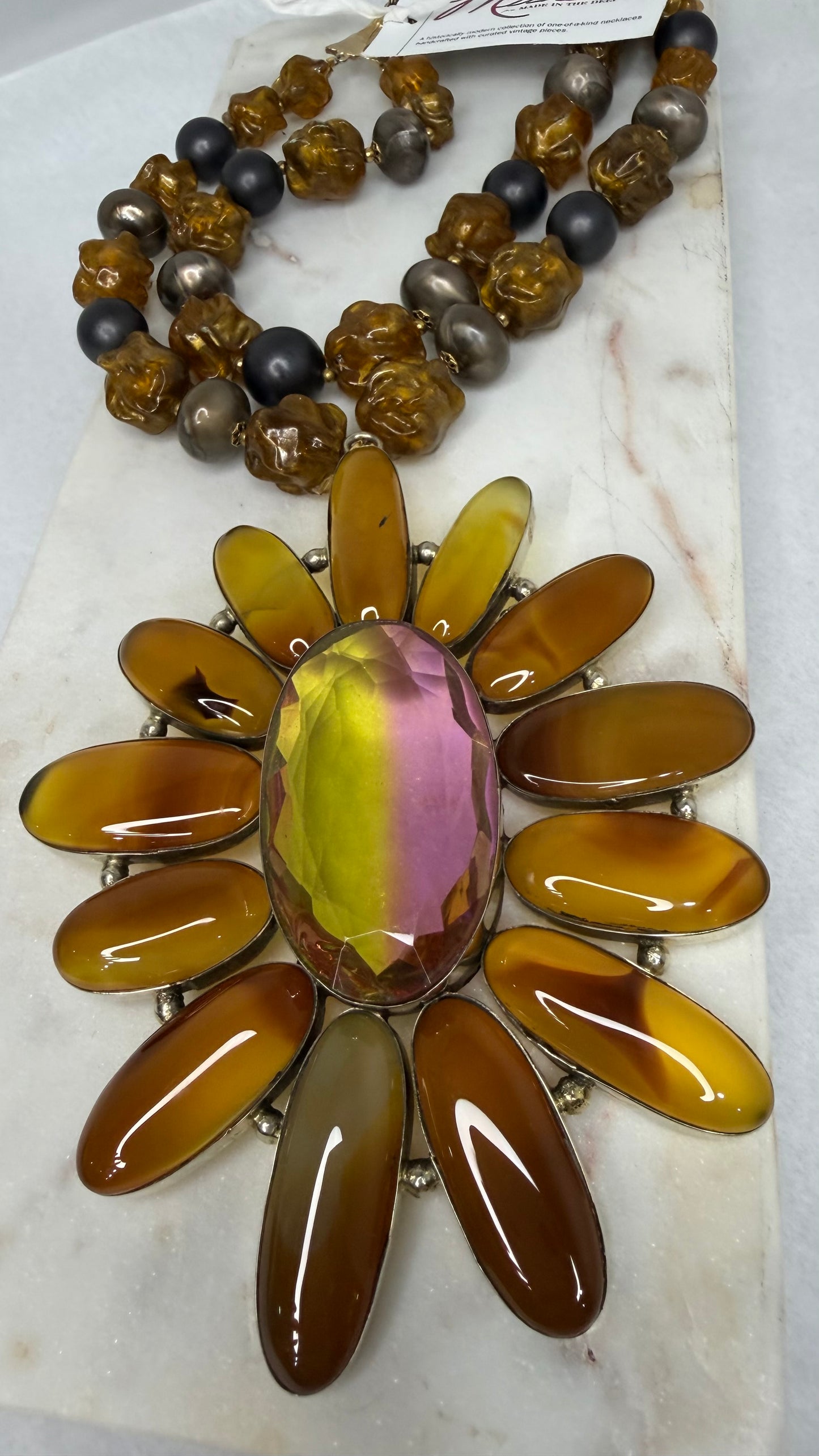 Made amber necklace