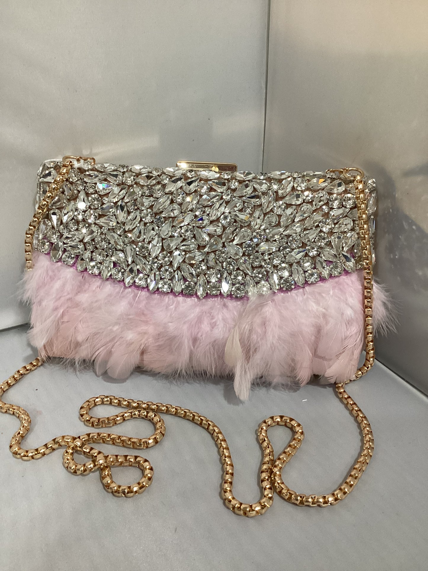 Pink Feather Clutch