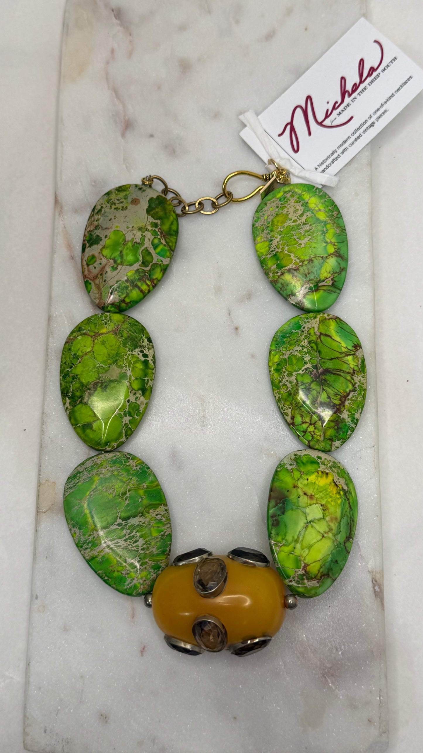 Made- lime green Jasper necklace