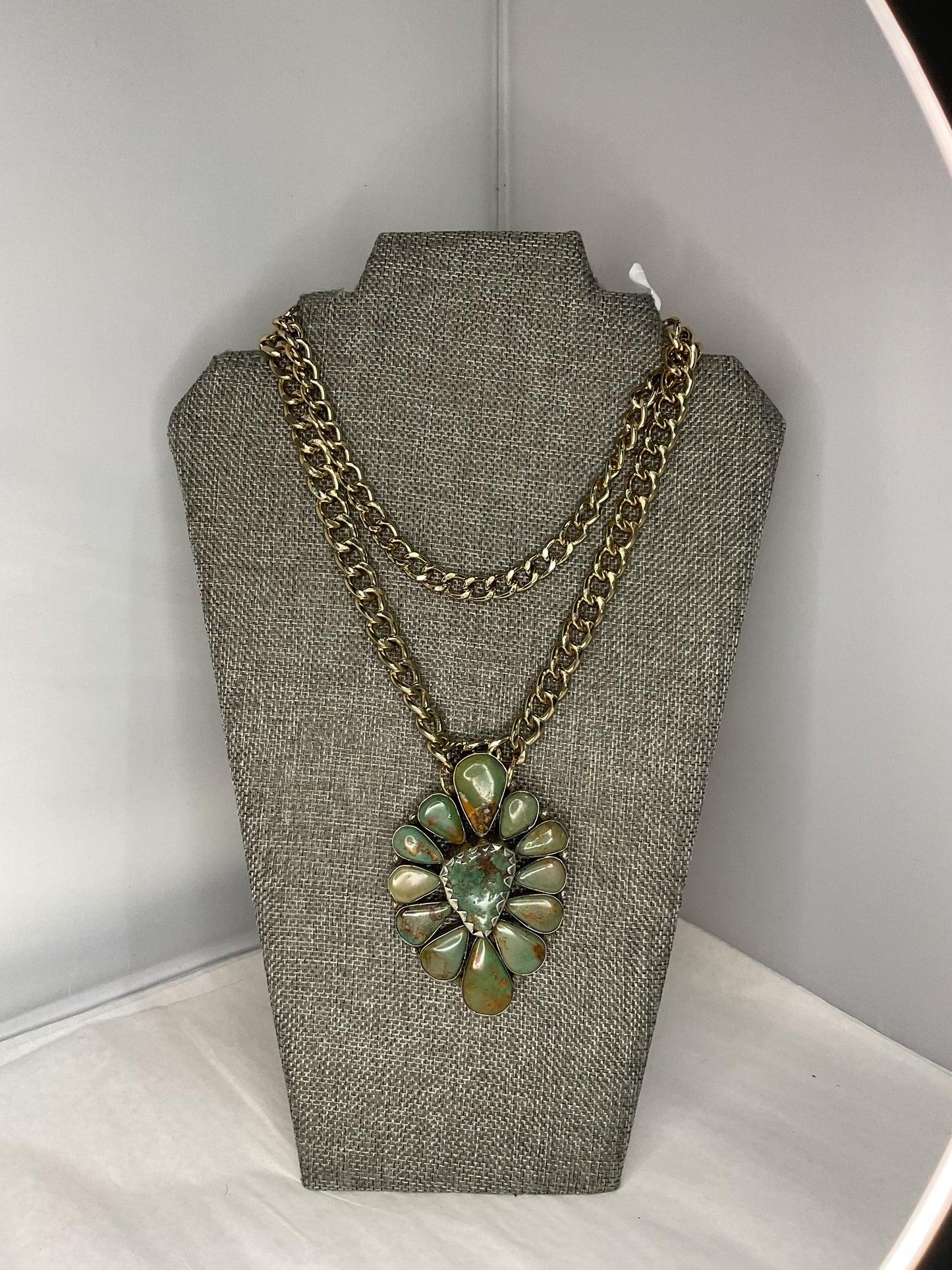 Made turquoise pendant necklace