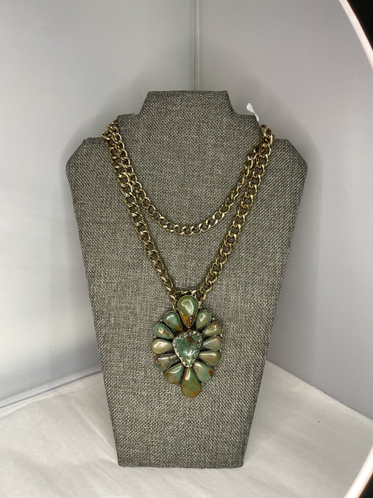 Made turquoise pendant necklace