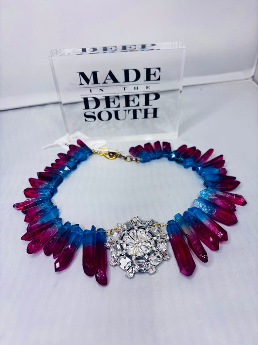 MADE- Blue & Rose Crystal Necklace