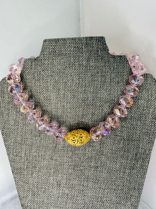 Made pink gold plated necklace