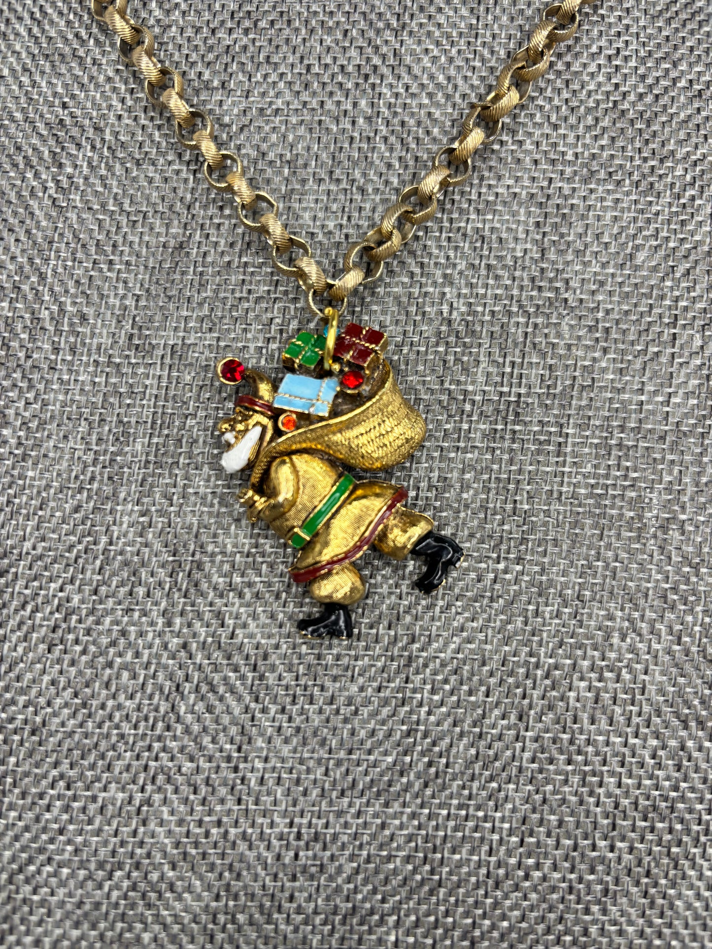 MADE- 1960’s Art Santa Necklace
