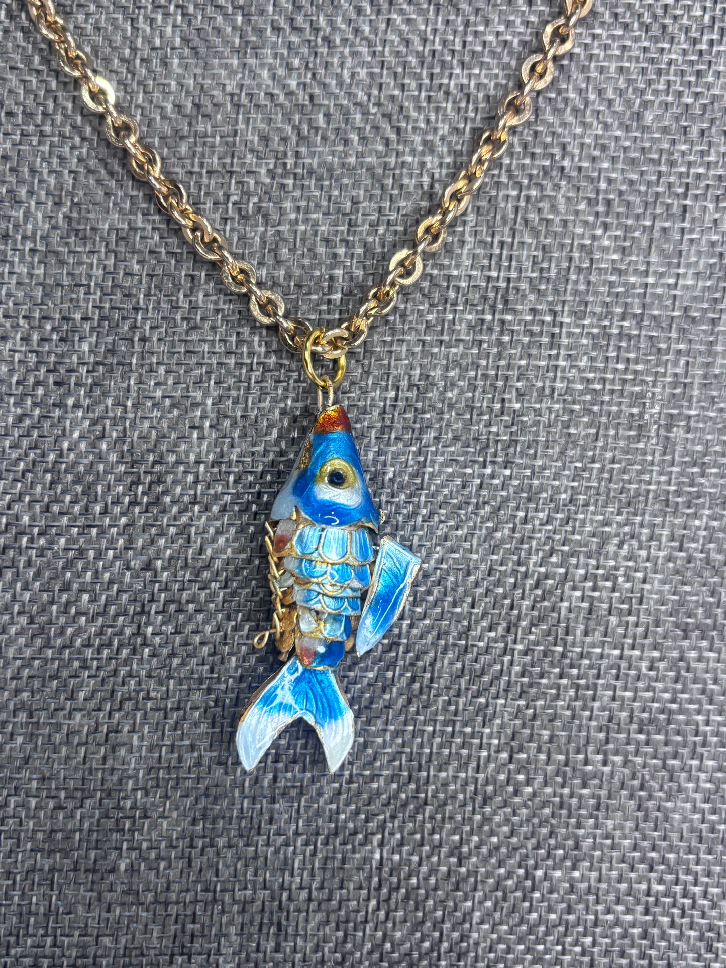 MADE-1960's Cloisonné Fish Pendant Necklace