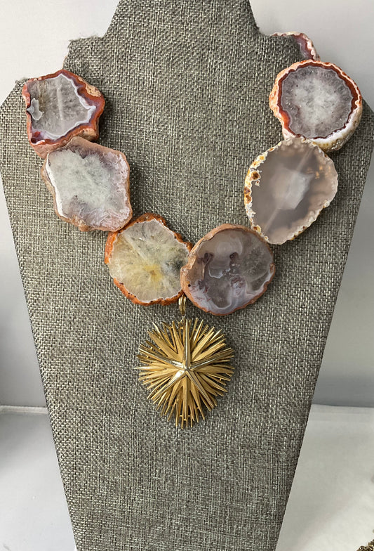 Made mid century crown necklace