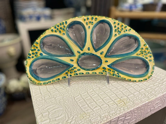 Yellow & Teal Oyster Plate