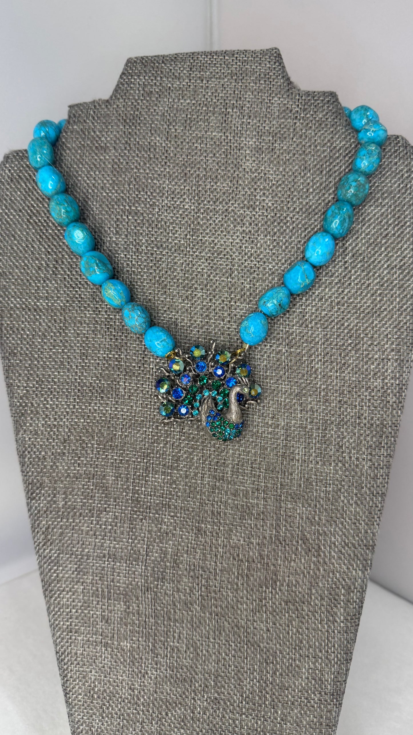 Made- 1950s peacock jasper necklace