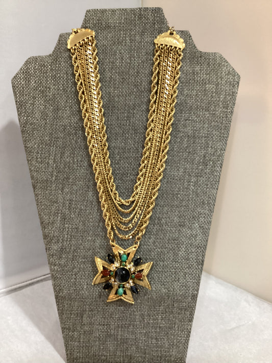 MADE- Multi Color Brooch Layered Necklace