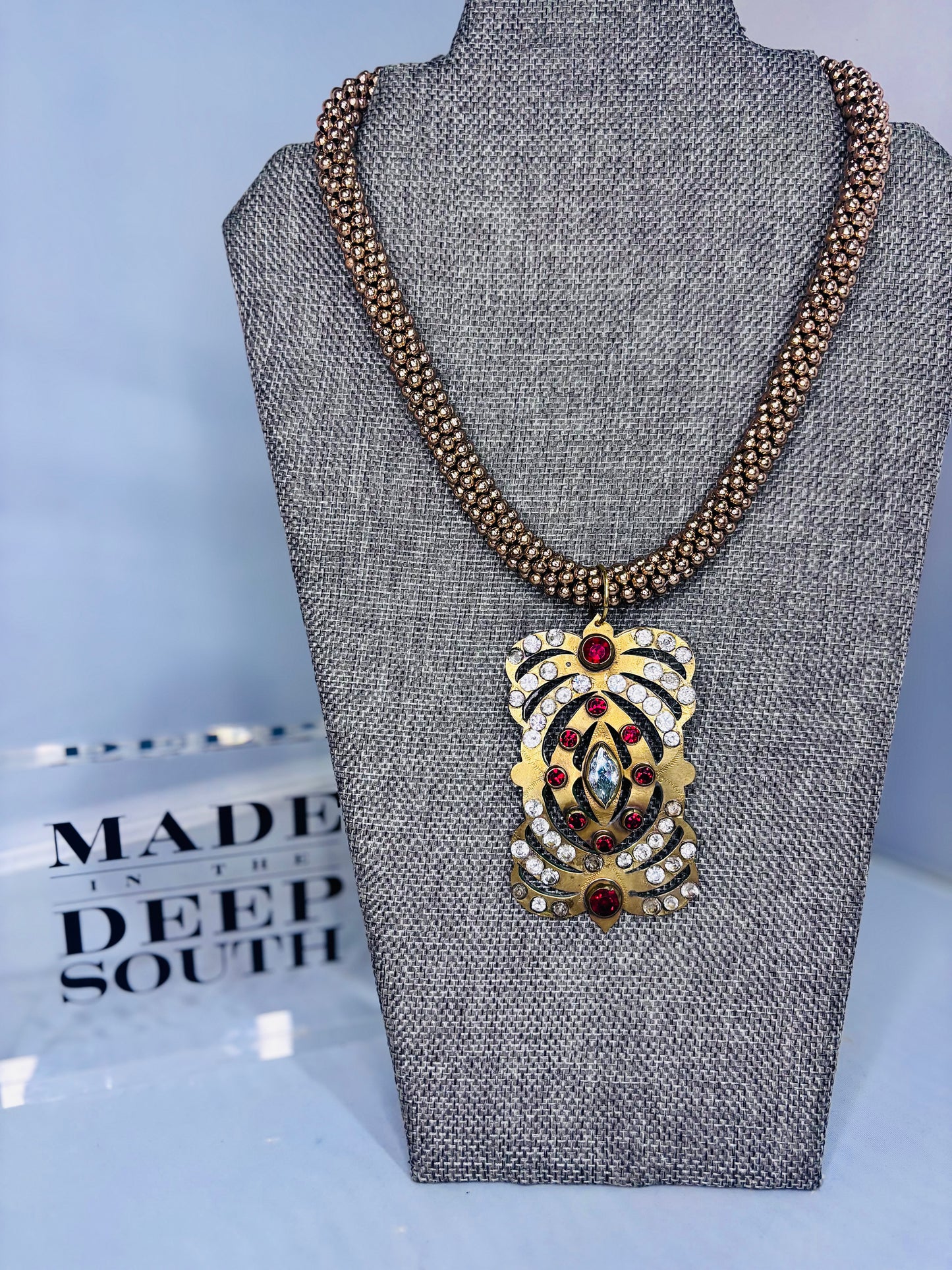 MADE-Red & Clear Crystal Necklace