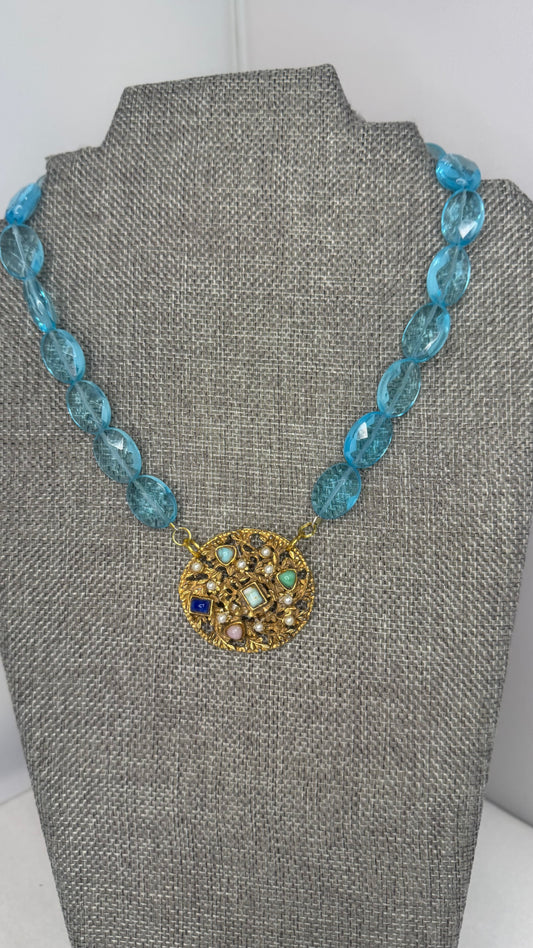 Made- 1960s blue Quartz necklace