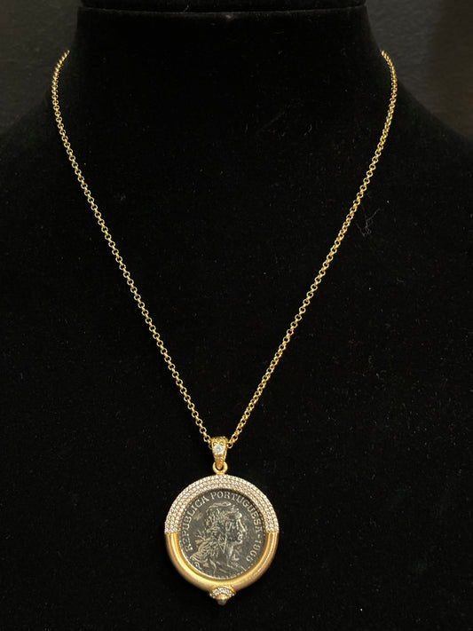 1965 Portugal Coin/Crystal Necklace