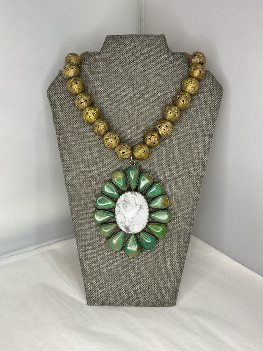 Made turquoise and agate necklace