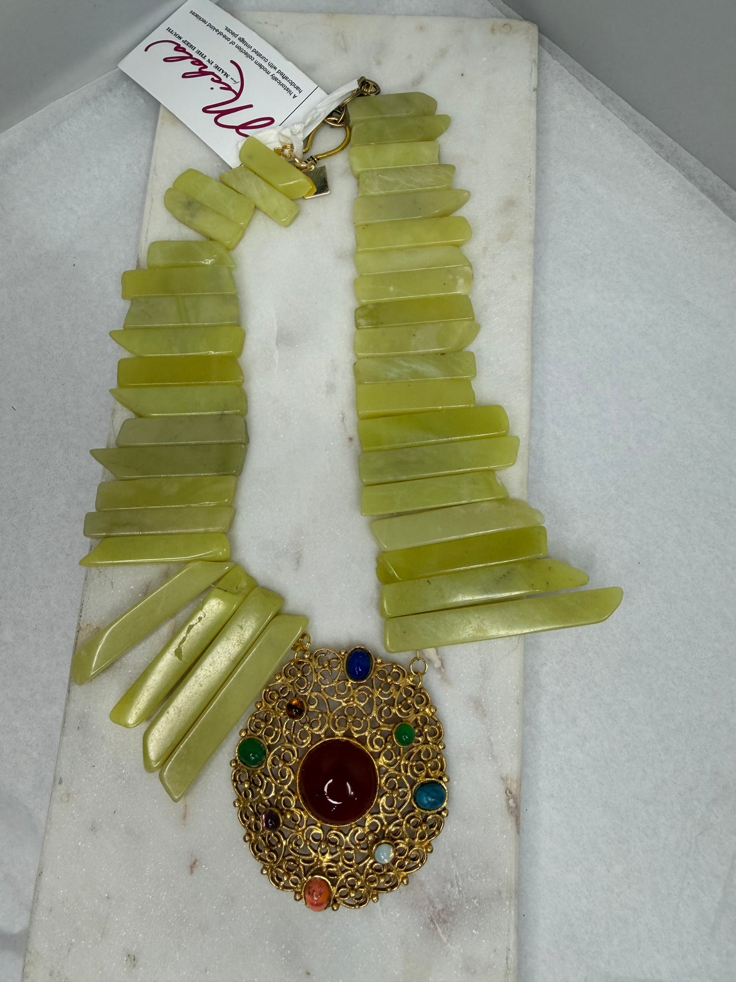 Made yellow Jade necklace