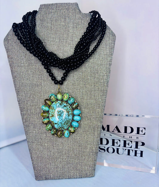 MADE-Turquoise Pendant Layered Necklace