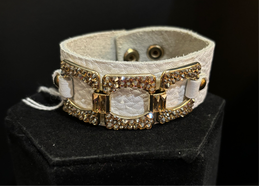 JIMMY CRYSTAL - Leather and Crystal bracelet