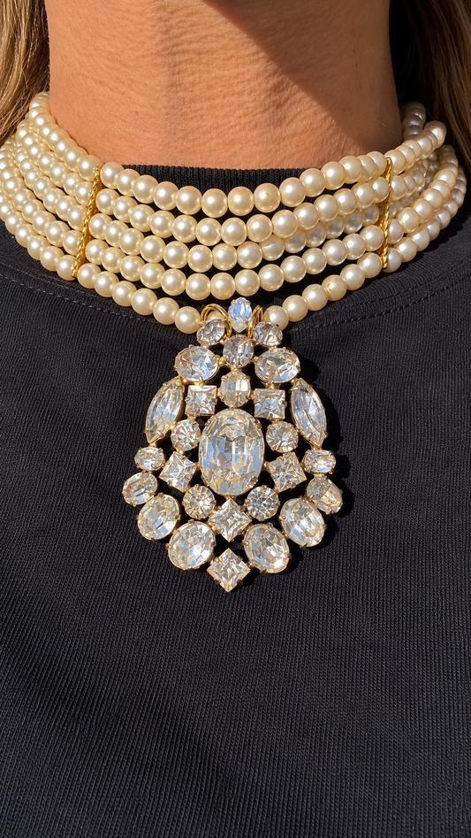 1930s Eisenburg brooch pearl necklace