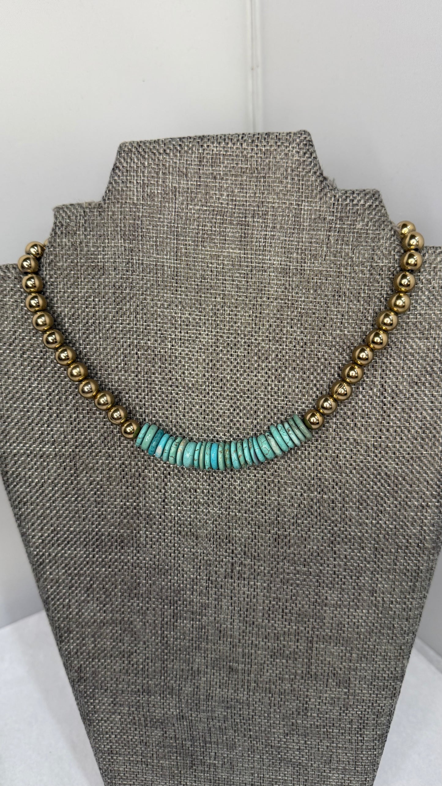 Made turquoise & gold necklace
