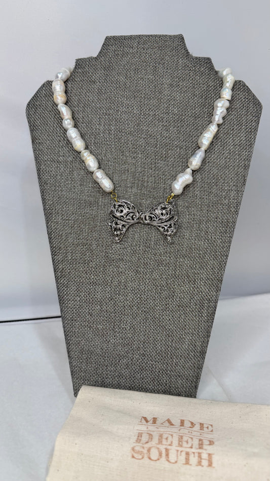 Made bow necklace