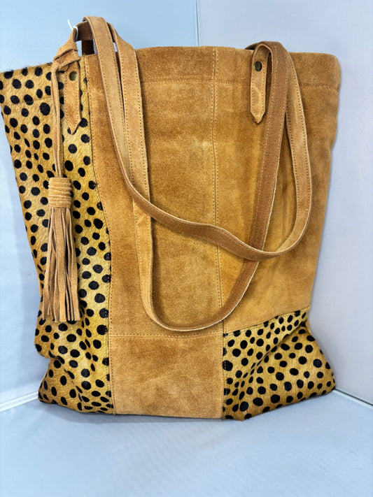 Leopard Patch Suede Tote