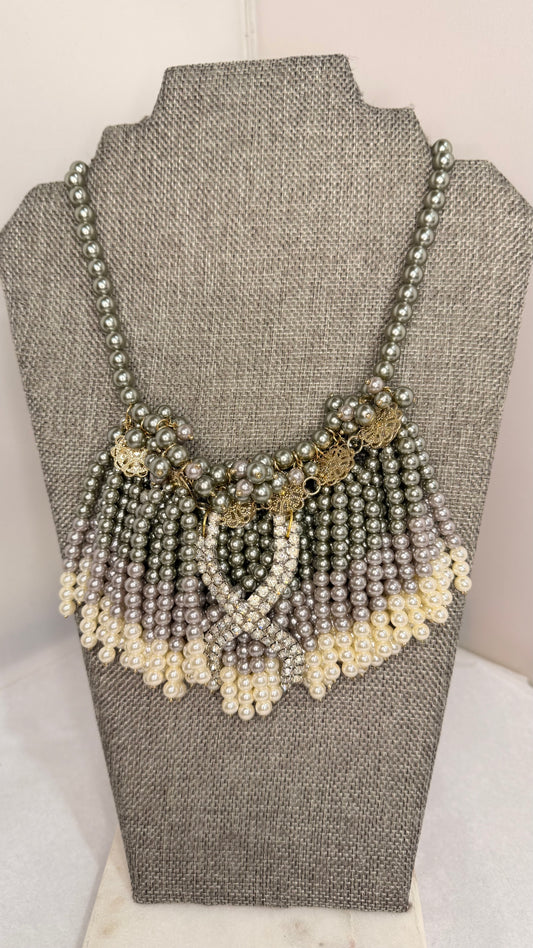 Made bead brooch necklace