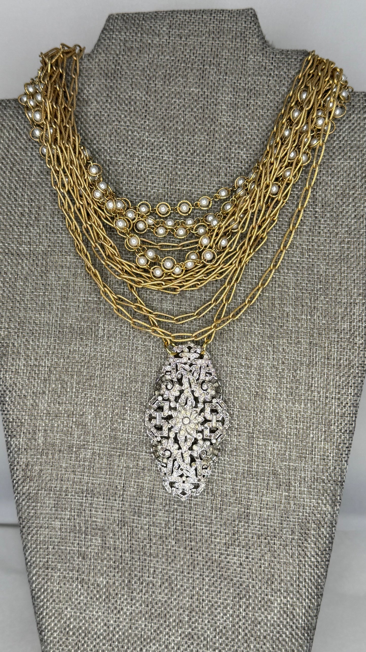 Made- gold and Pearl layer necklace