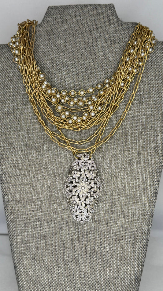 Made- gold and Pearl layer necklace